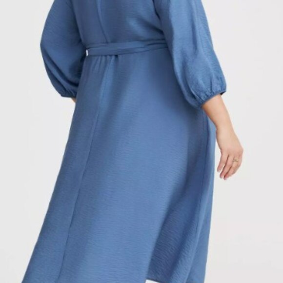 Torrid Collared Tie-Front Shirt Dress - Blue - Picture 4 of 4